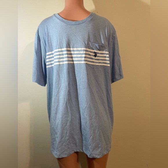 U.S. Polo Assn. Men’s X-Large Blue/White striped Short‎ Sleeve Tee w/pocket logo - Picture 1 of 9